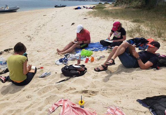 Atelier artistique sur une plage
